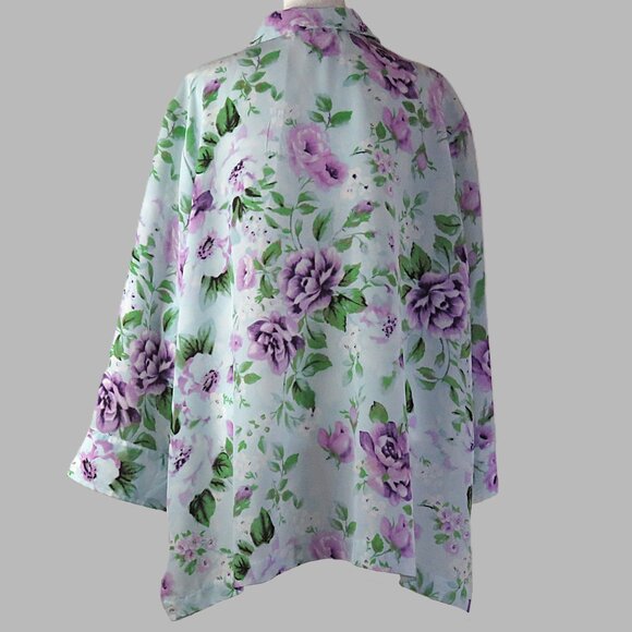 Maggie Sweet Women's Leaves & Flowers Button Down Blouse Size 3XL (C446) - Picture 5 of 6
